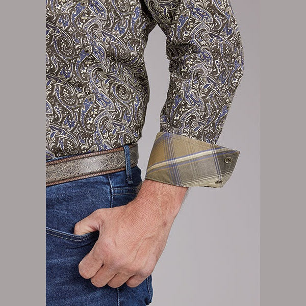 ROPER MENS AMARILLO SNAP SHIRT - STONE PAISLEY