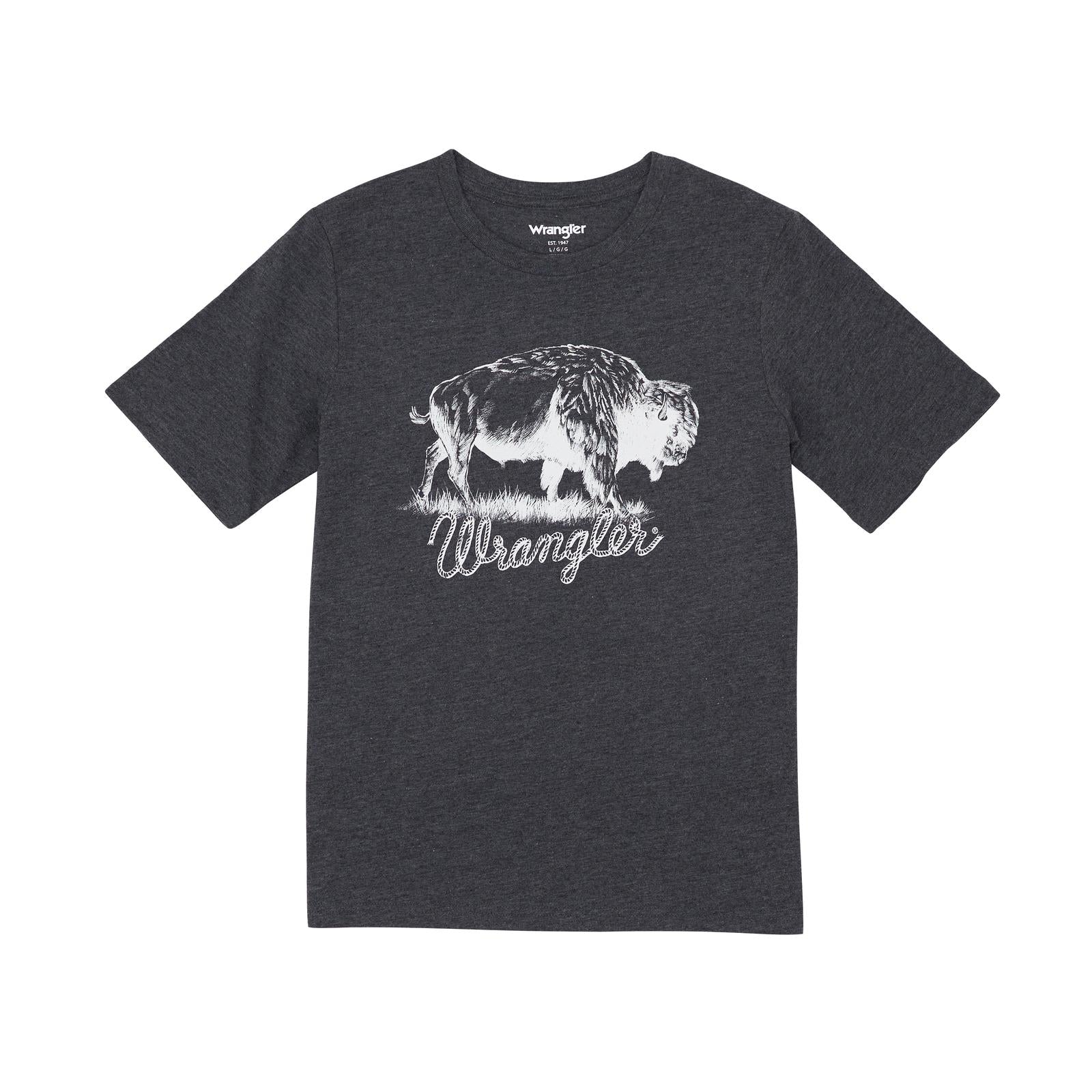 WRANGLER BOYS TEE SHIRT - CAVIAR HEATHER