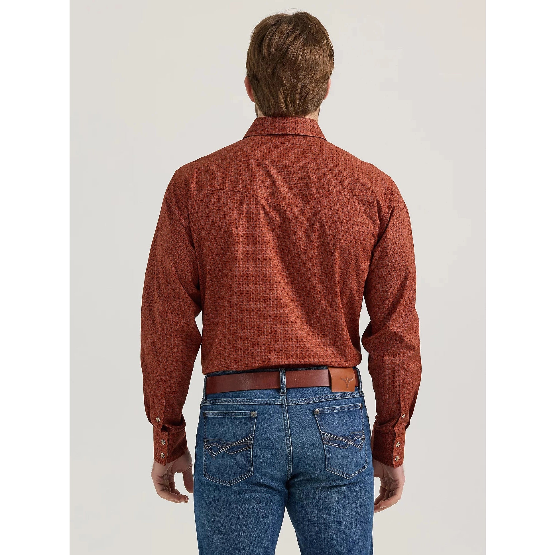 WRANGLER MENS 20X COMPETITION SHIRT - BURNT UMBER HATCH