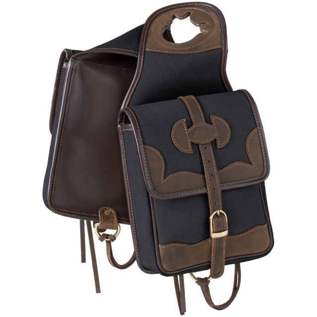 TOUGH 1 CANVAS HORN BAG WITH LEATHER ACCENTS