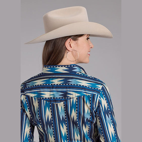 ROPER WOMENS PRINTED VERTICAL DESIGN TEXTURED STRIPE SHIRT