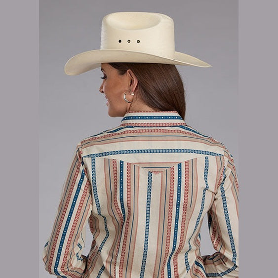 ROPER WOMENS SOUTHWEST VERTICAL STRIPE SNAP SHIRT