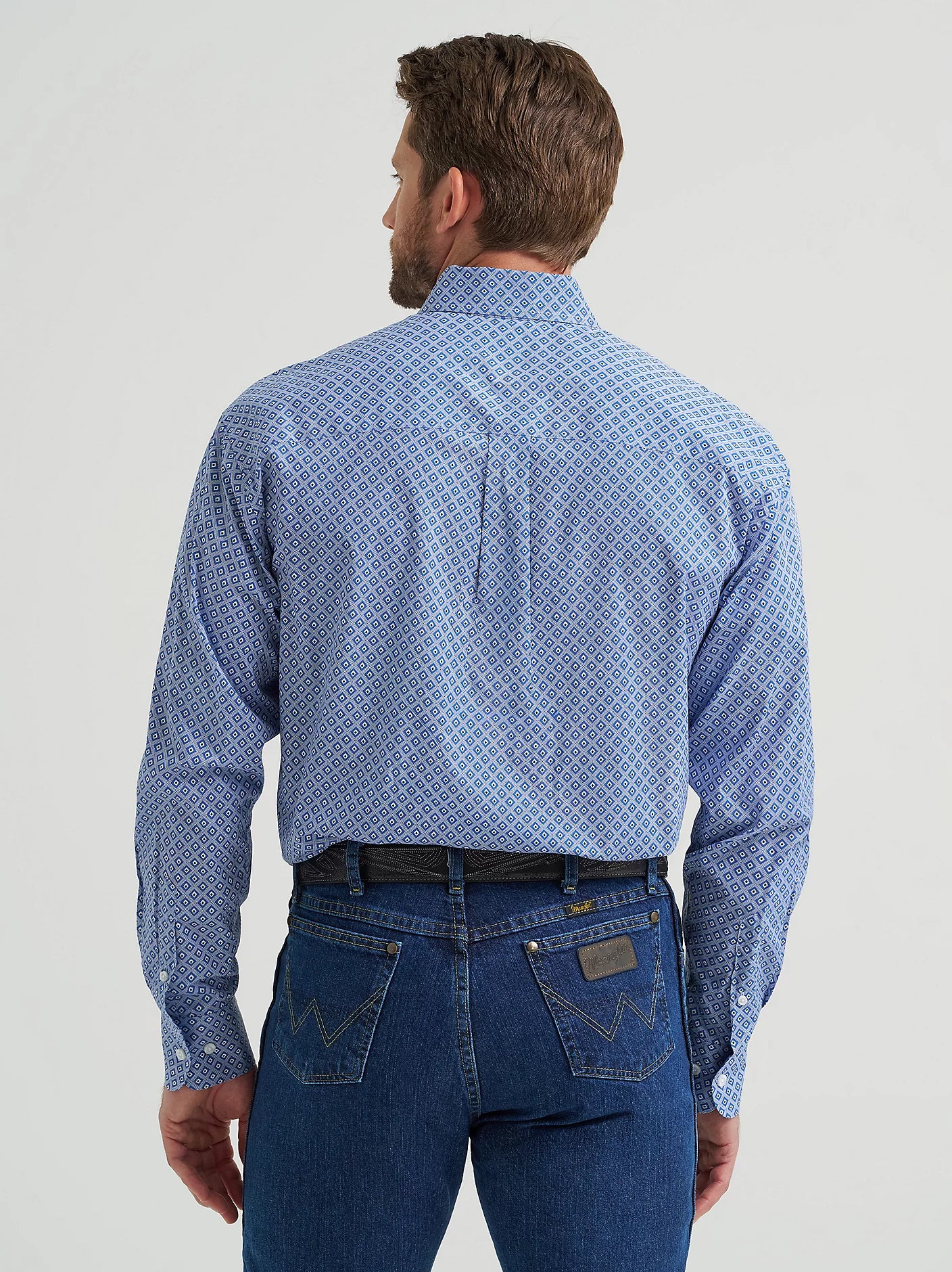 WRANGLER MENS GEORGE STRAIT BUTTON DOWN SHIRT - SKY BLUE