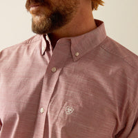 ARIAT MENS SOLID SLUB CLASSIC FIT SHIRT - BRICK