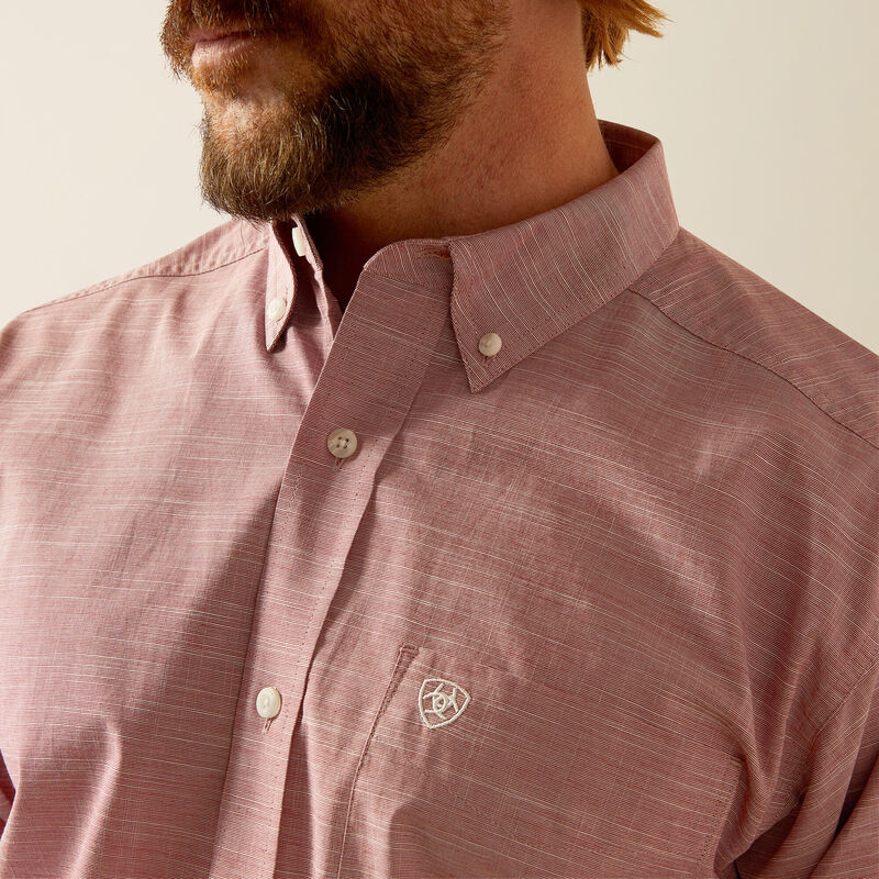 ARIAT MENS SOLID SLUB CLASSIC FIT SHIRT - BRICK