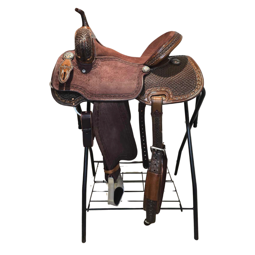 SCOTT THOMAS BARREL SADDLE WITH DIAMOND BORDER - 15"
