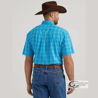 WRANGLER MENS SHORT SLEEVE BUTTON DOWN SHIRT - RICH BLUE