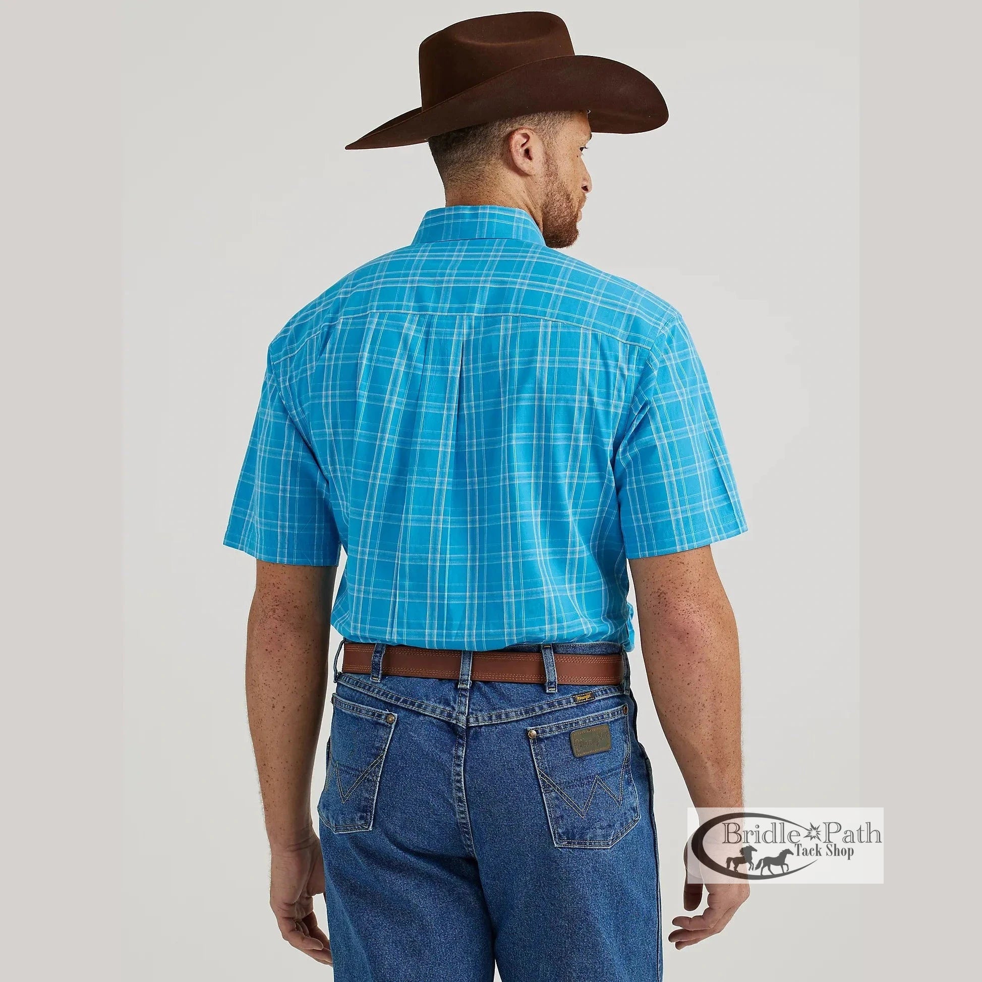 WRANGLER MENS SHORT SLEEVE BUTTON DOWN SHIRT - RICH BLUE