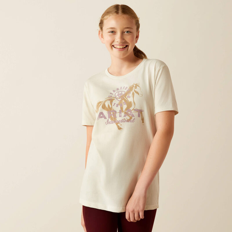 ARIAT GIRLS MEDALLION TEE SHIRT - NATURAL