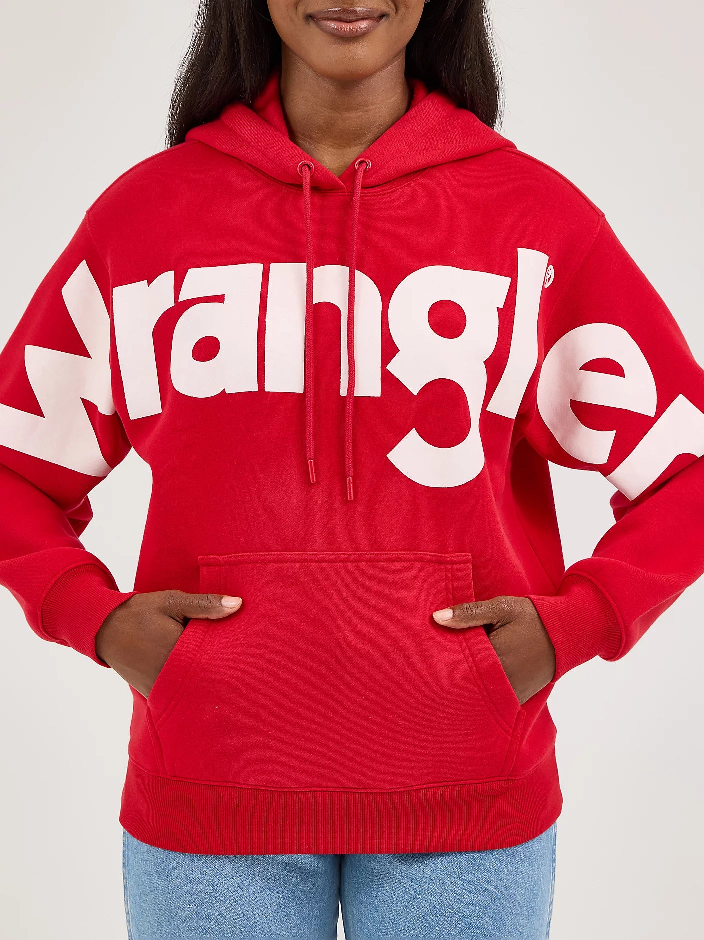 WRANGLER WOMENS BOLD LOGO HOODIE - BERRY RED