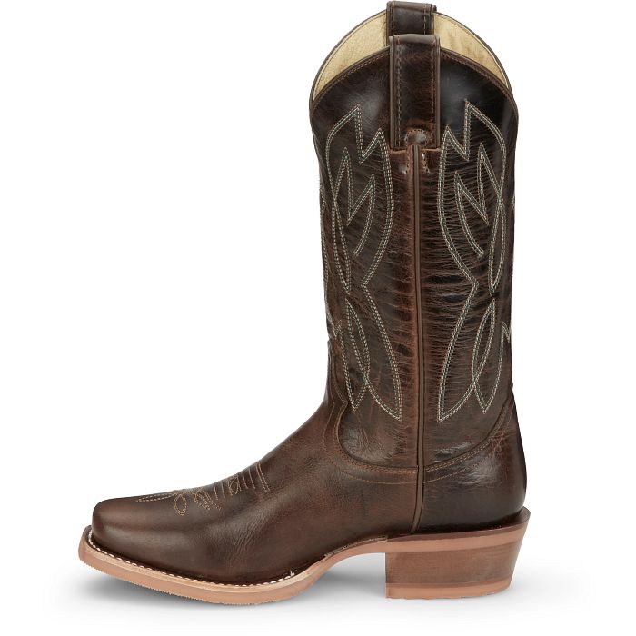 Bottes Western Femme Justin – Crème/Hiver – Motif Autruche – Taille 6B