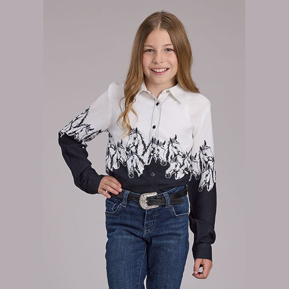 ROPER GIRLS BORDER PRINT SHIRT