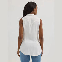WRANGLER WOMENS RETRO TEXTURED WESTERN SHIRT - WHITE