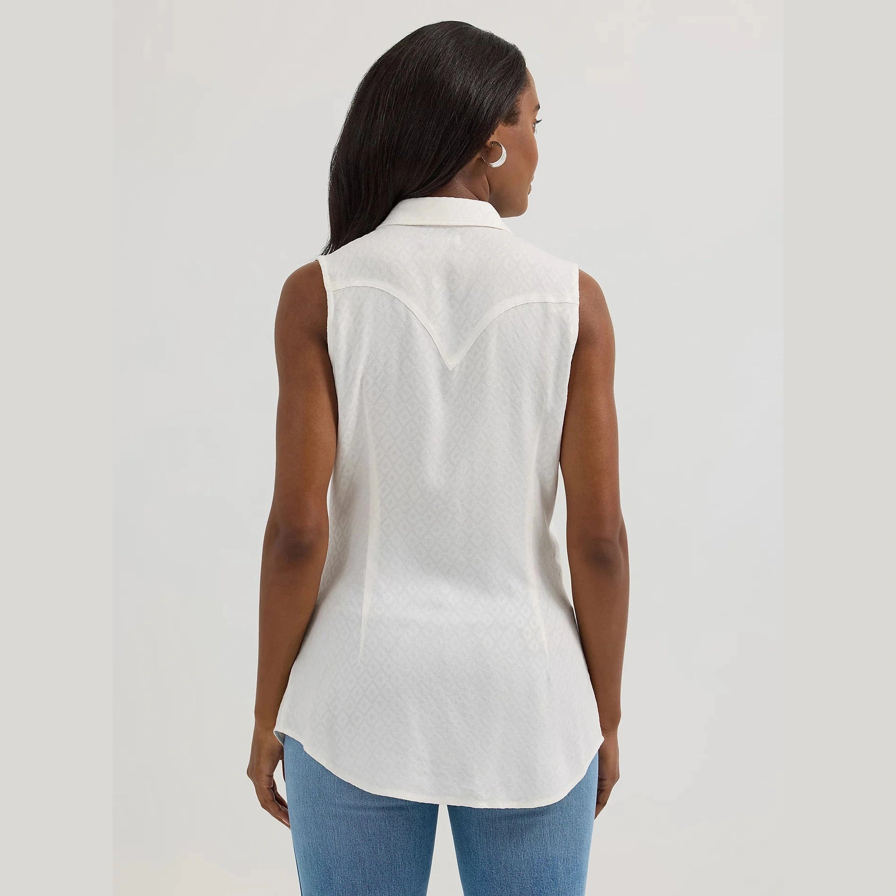 WRANGLER WOMENS RETRO TEXTURED WESTERN SHIRT - WHITE