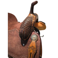 SCOTT THOMAS BARREL SADDLE WITH DIAMOND BORDER - 15"