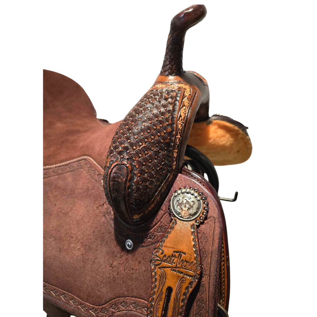 SCOTT THOMAS BARREL SADDLE WITH DIAMOND BORDER - 15"