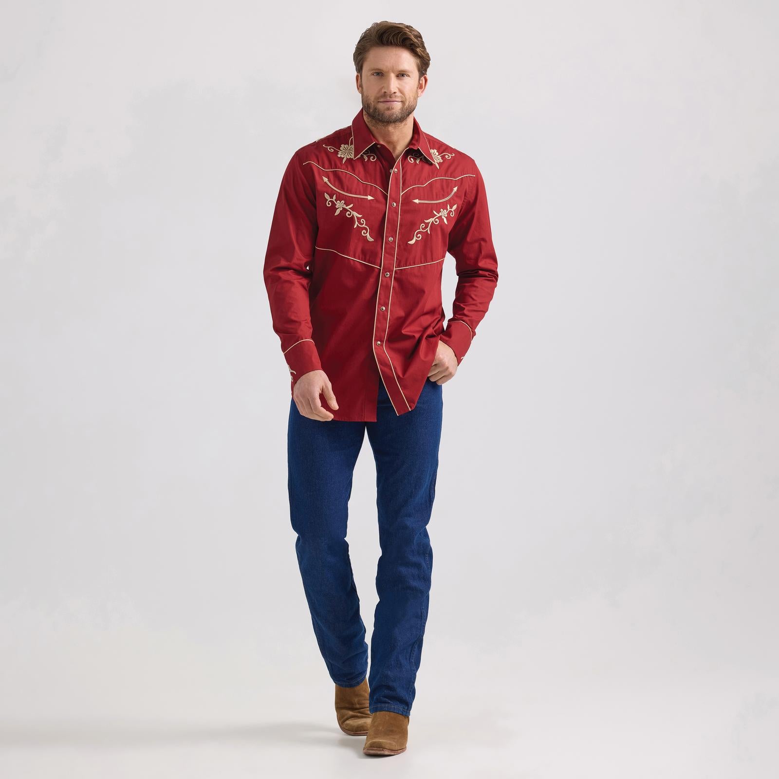 WRANGLER MENS RODEO BEN SHIRT - RED – Bridle Path Tack Shop