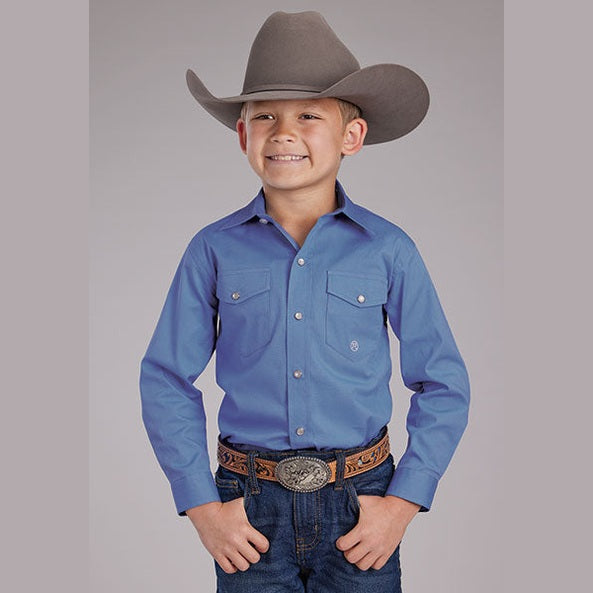 ROPER BOYS SOLID STRETCH SHIRT - PERIWINKLE