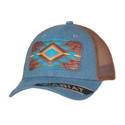 ARIAT WOMENS LEATHER PATCH DENIM BALL CAP