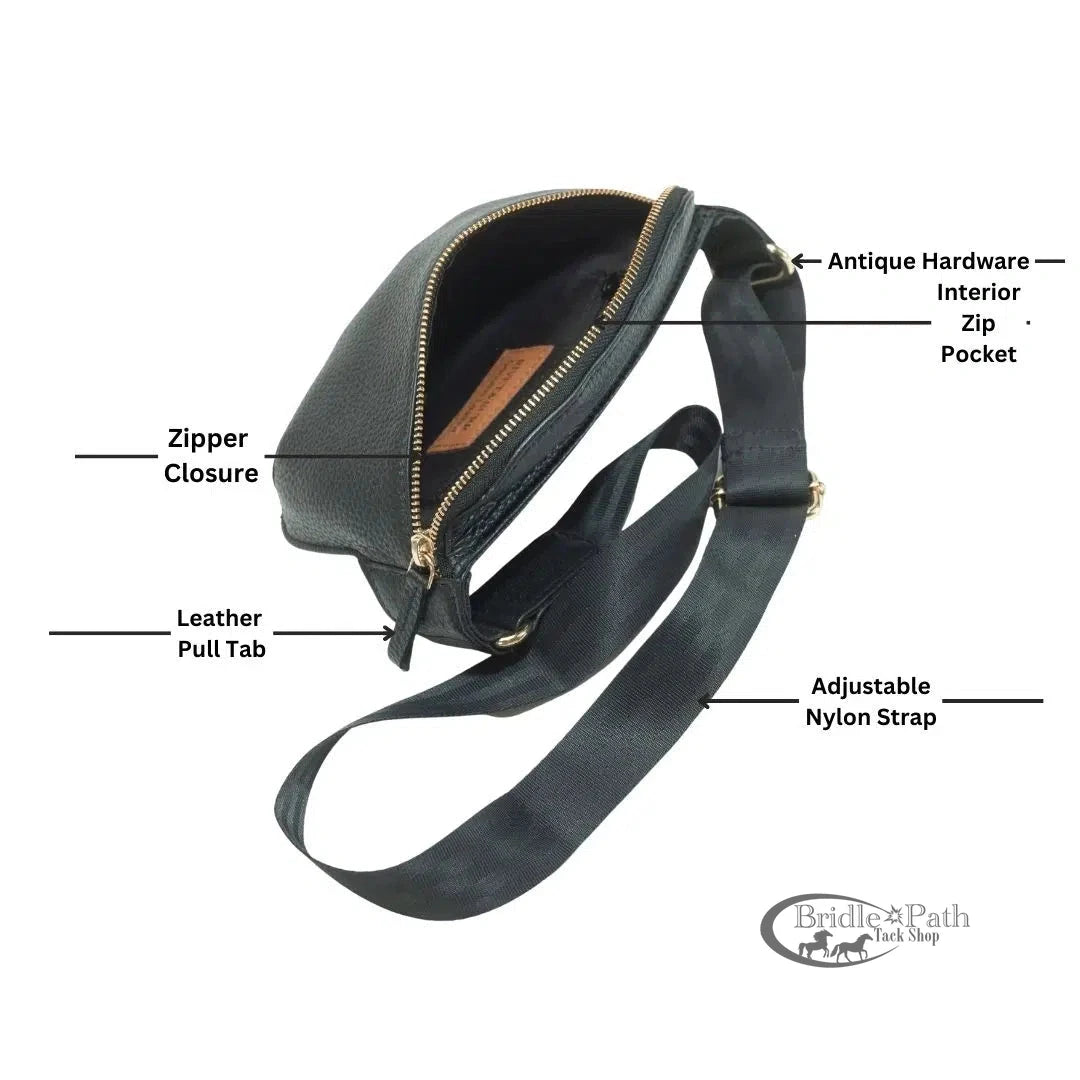 RIVET AND BURR SQUARE FANNY PACK WITH NYLON STRAP