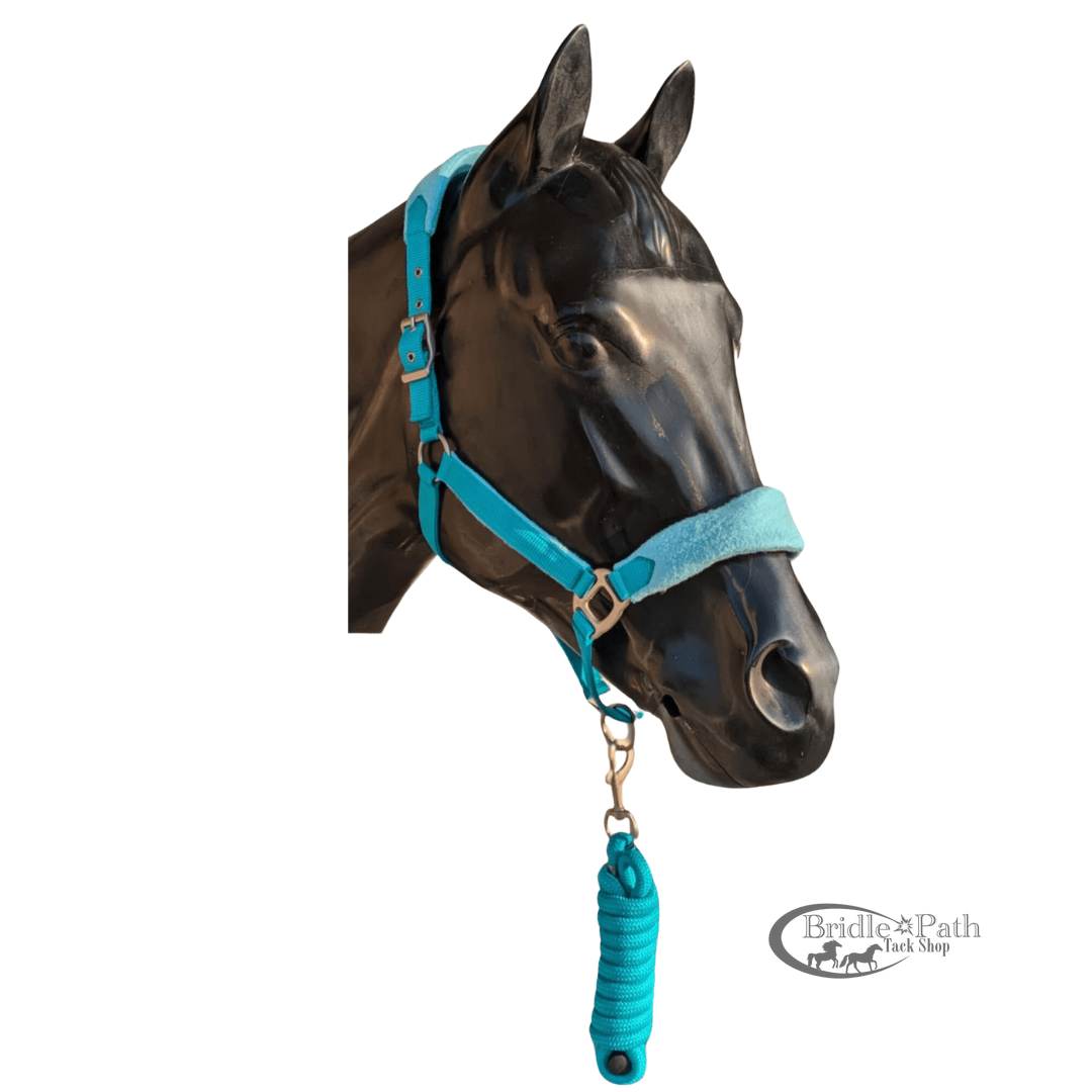 FLEECE NOSE NYLON BREAKAWAY HALTER WITH LEAD