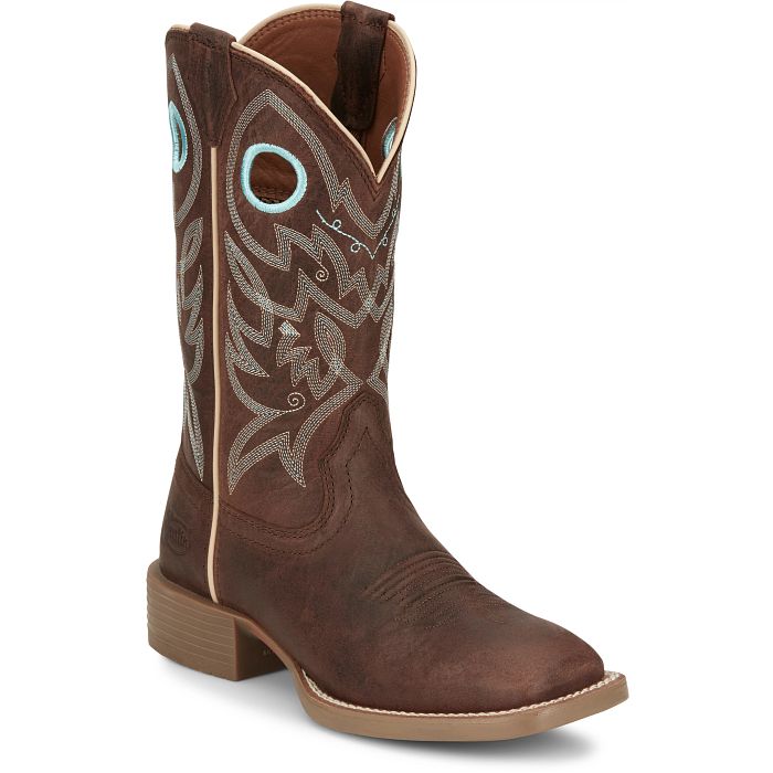 JUSTIN WOMENS LIBERY SPICY BROWN COWBOY BOOT