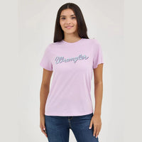 WRANGLER WOMENS KABEL LOGO VIBERANT TEE - ORCHID