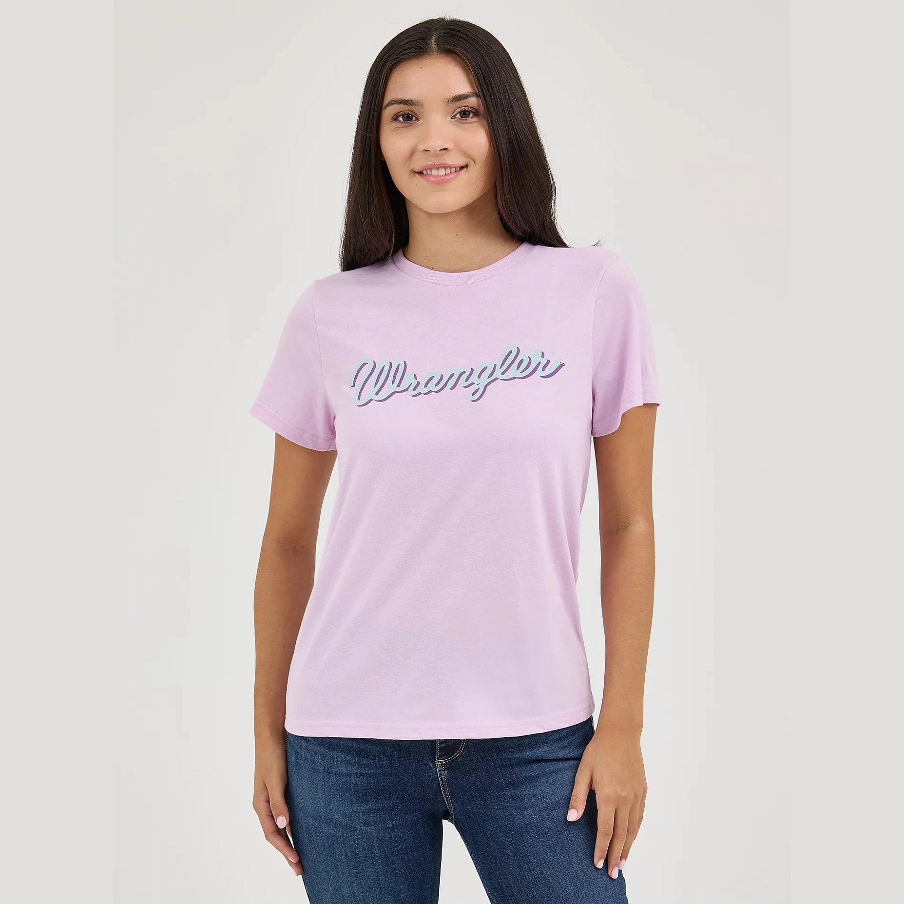 WRANGLER WOMENS KABEL LOGO VIBERANT TEE - ORCHID