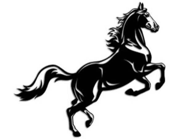BLACK METAL WALL DECOR - WILD HORSE