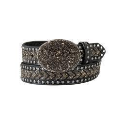 Angel Ranch WOMENS  Belt 1 1/2" Crystal Chevron Black - LARGE
