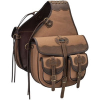 TOUGH 1 CANVAS TRAIL BAG WITH LEATHER ACCENTS