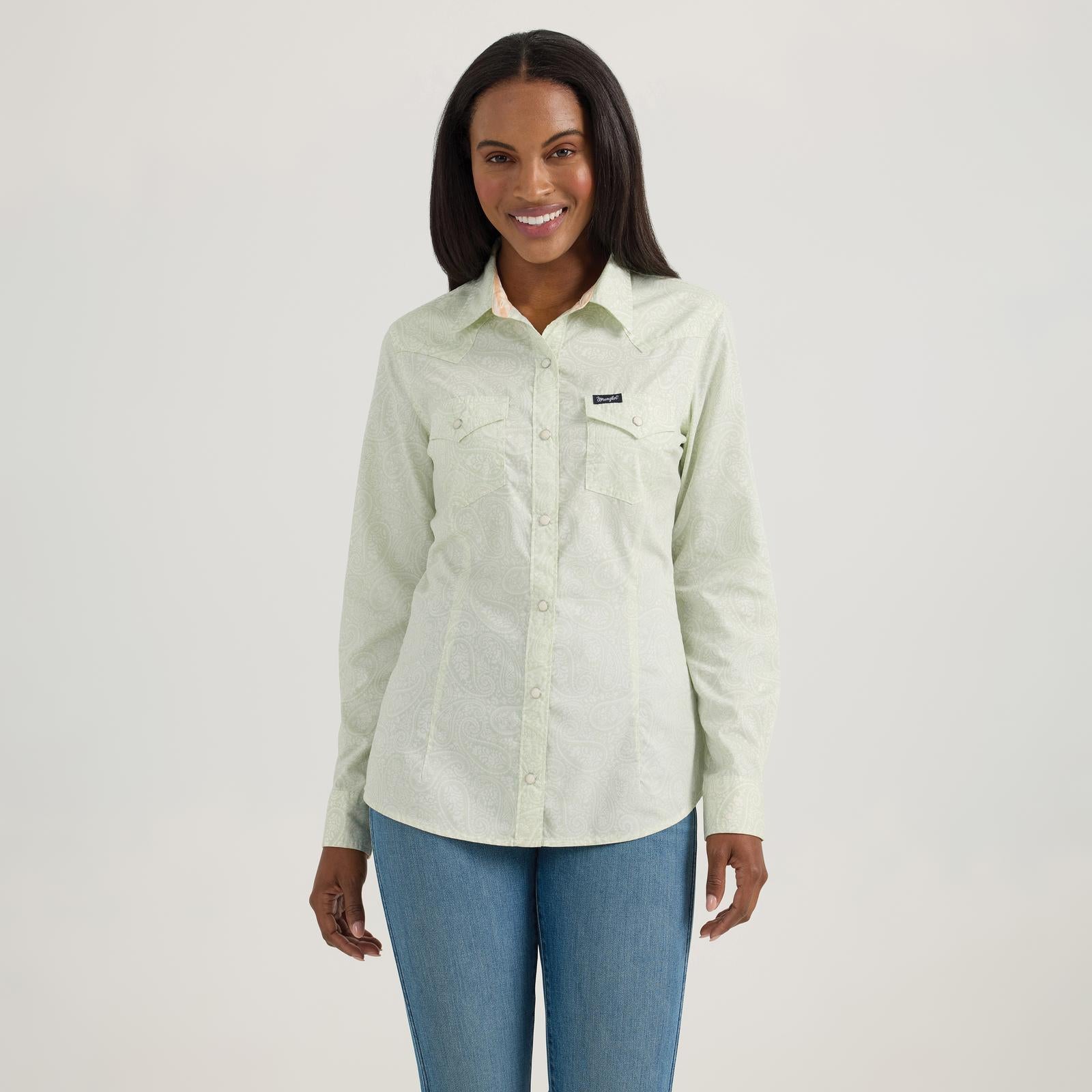 WRANGLER WOMENS RETRO WESTERN SNAP SHIRT - MINT