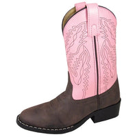 SMOKY MOUNTAIN YOUTH GIRLS MONTEREY COWBOY BOOT - BROWN/PINK