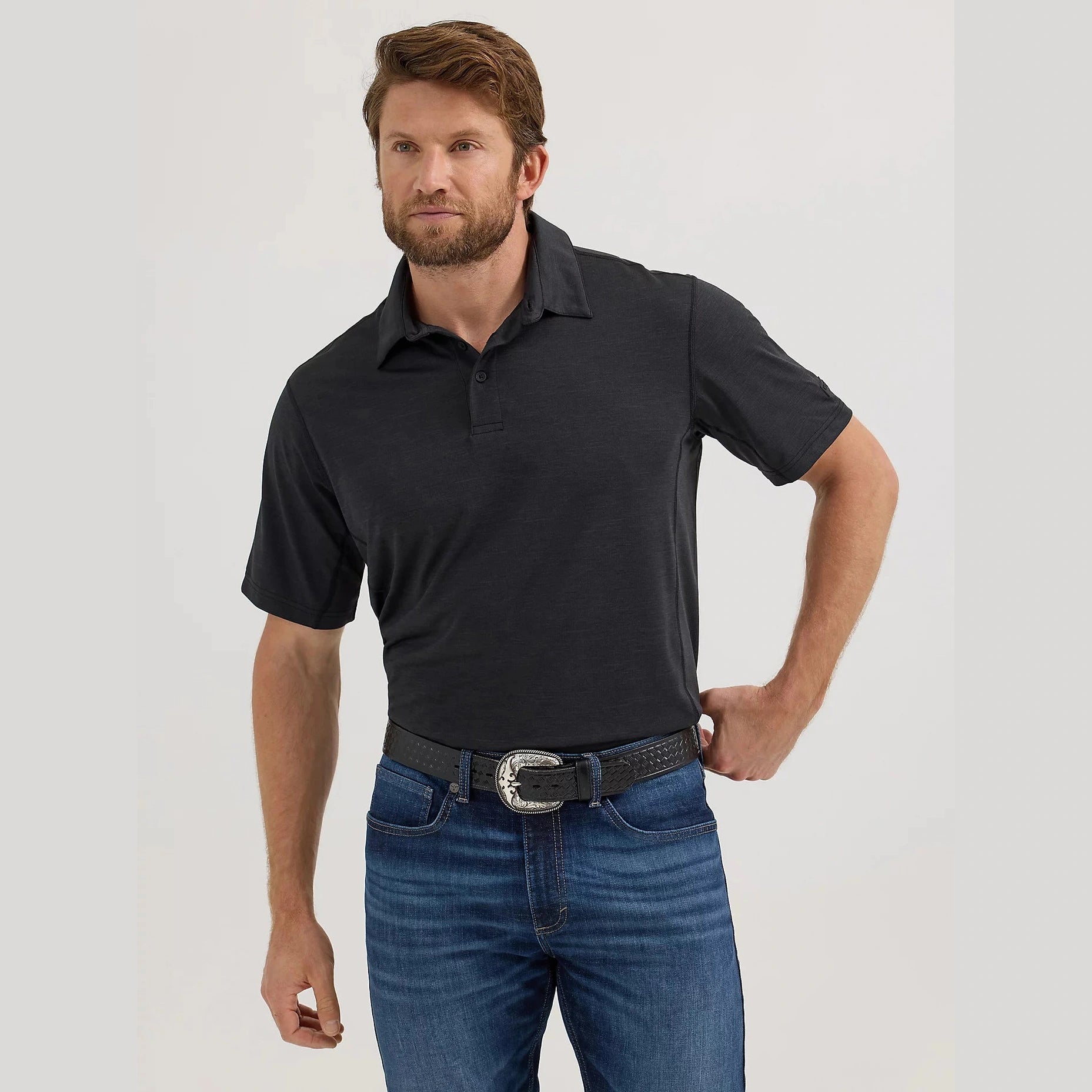 WRANGLER MENS PERFORMACE POLO SHIRT - BLACK