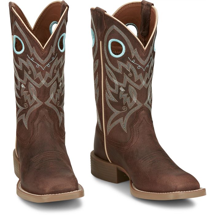 JUSTIN WOMENS LIBERY SPICY BROWN COWBOY BOOT