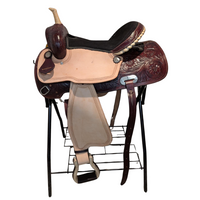 CLEARANCE - WESTERN FLORAL TOOLED TRAIL/Barrel SADDLE - DARK BROWN/LIGHT FENDER & JOCKEY