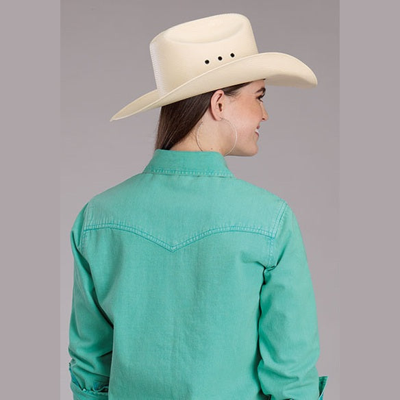 ROPER WOMENS TURQUOISE DENIM SHIRT