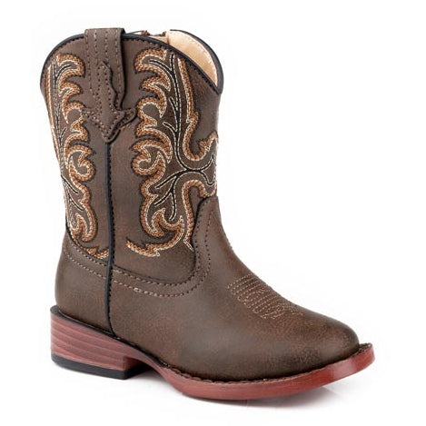 ROPER BOYS SQUARE TOE WESTERN BOOT - BROWN