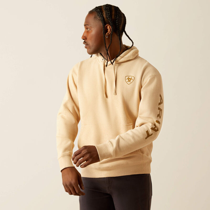 ARIAT MENS LOGO HOODIE - TAN HEATHER