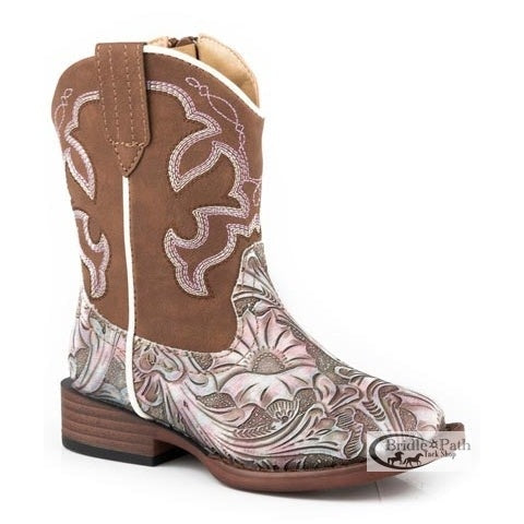 ROPER TODDLERS LILAC FLORAL EMBOSSED VAMP WESTERN BOOT
