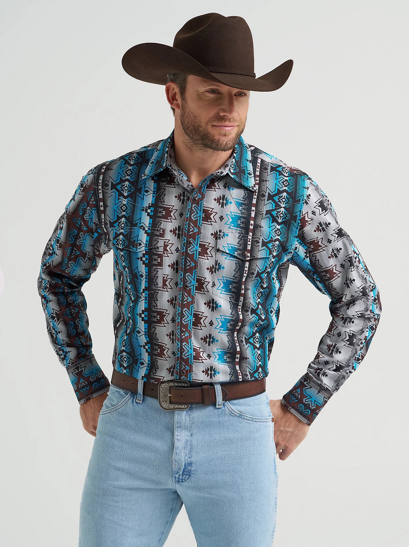 WRANGLER MENS CHECOTAH WESTERN SNAP SHIRT