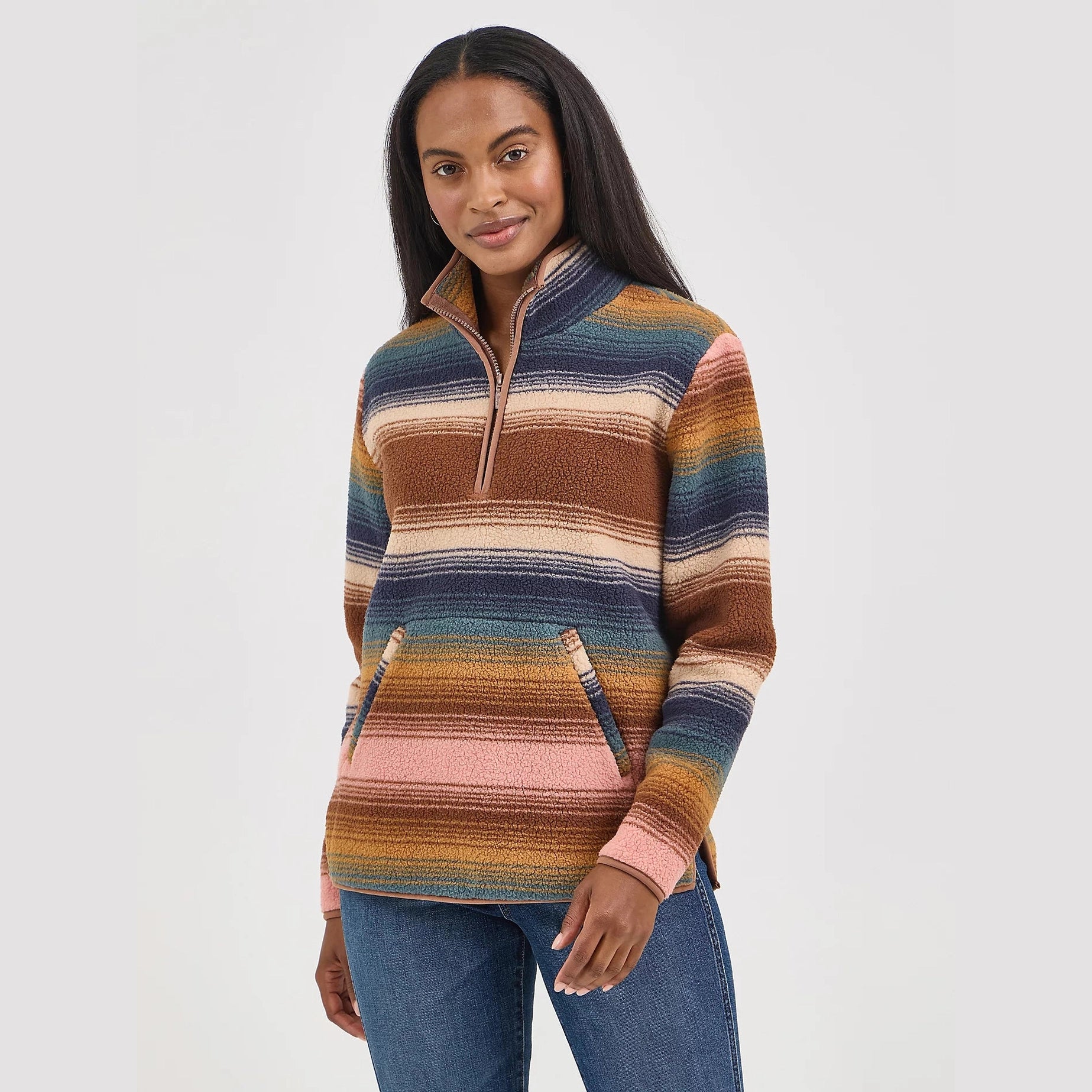 WRANGLER WOMENS RETRO QUARTER ZIP SHERPA PULLOVER