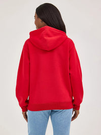 WRANGLER WOMENS BOLD LOGO HOODIE - BERRY RED