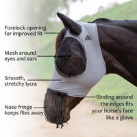 PROFESSIONAL'S CHOICE DELUXE FLY MASK WITH FRINGE - CHARCOAL