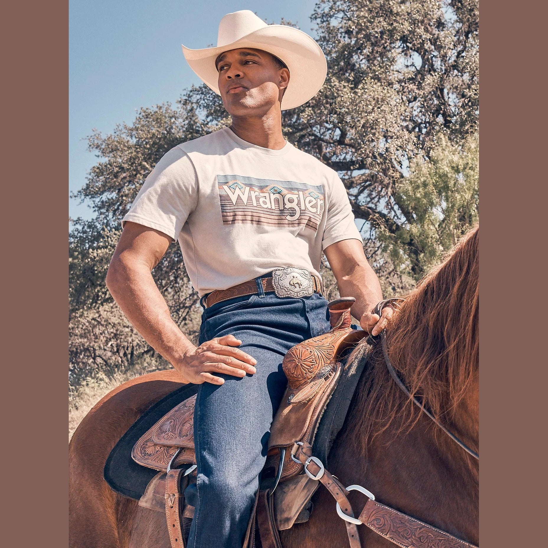 WRANGLER MENS SOUTHWESTERN LOGO GRAPHIC TEE