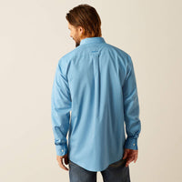 ARIAT MENS WRINKLE FREE SOLID CLASSIC FIT SHIRT - BLUE