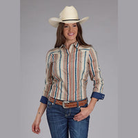 ROPER WOMENS SOUTHWEST VERTICAL STRIPE SNAP SHIRT