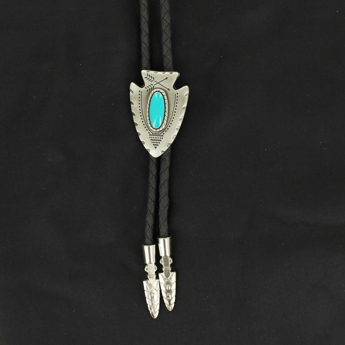 ARROWHEAD WITH TUQUOISE STONE BOLO TIE