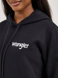 WRANGLER WOMENS RETRO LOGO ARM HOODIE - BLACK