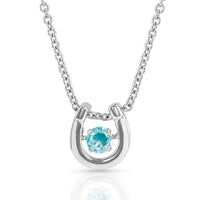 MONTANA SILVERSMITHS DANCING BIRTHSTONE HORSESHOE NECKLACE